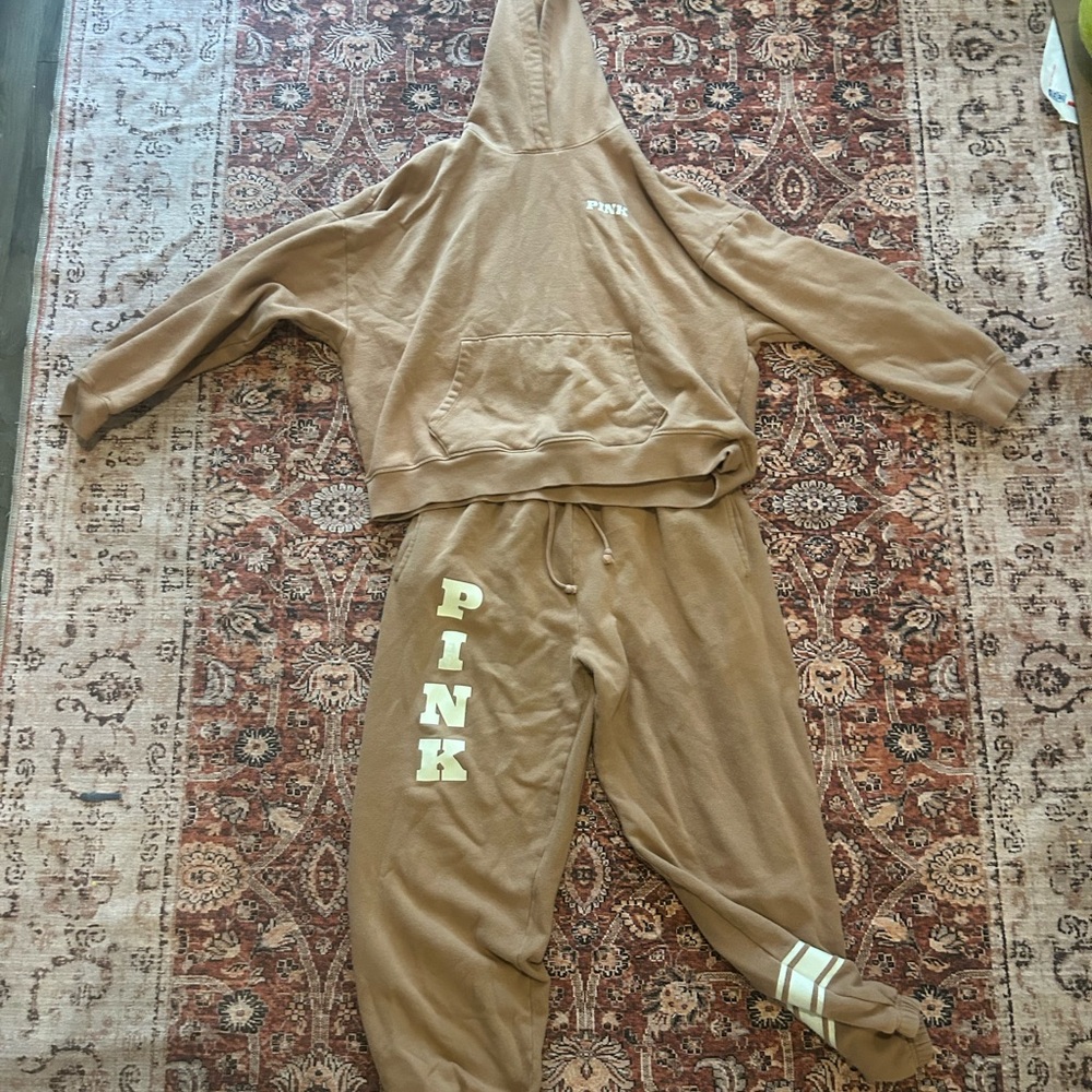 Victoria's Secret PINK Tan Hoodie and Joggers Set